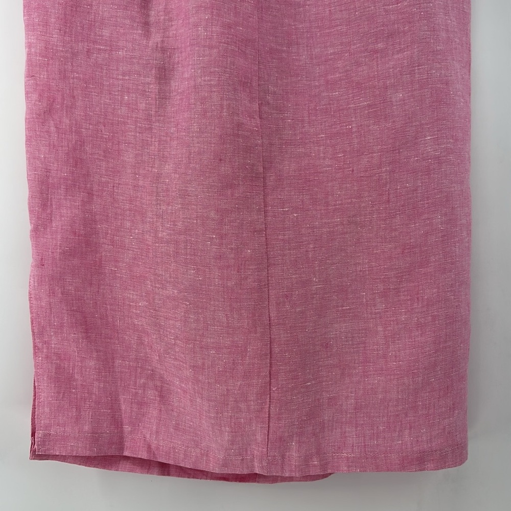 Talbots 100% Linen Pink Midi Skirt with Slit - Picture 8 of 16